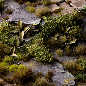 Lifelike diorama featuring Dark Green Shrubs - Wild Shrubs, showcasing realistic moorland or wetland scene with varied textures and lush vegetation