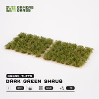 Sheet of 70 Dark Green Shrubs - Wild Shrubs, displaying variety of shapes and sizes of realistic, leaf-covered tufts
