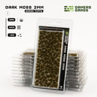 Gamers Grass Dark Moss 2mm packaging, featuring shadowy woodland imagery and product details
