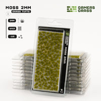 Gamers Grass Dark Moss 2mm packaging, featuring shadowy woodland imagery and product details
