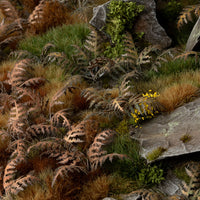 Autumnal woodland diorama featuring Laser Plants Dry Bracken, displaying a realistic forest floor scene with seasonal fern undergrowth
