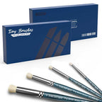 Dry brushes with blue packaging on a white background