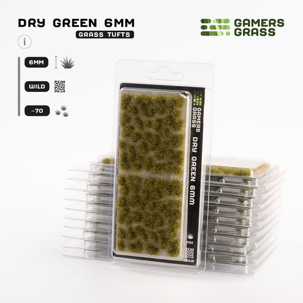 Gamers Grass Dry Tuft 6mm - Wild Tufts packaging, showcasing product details and arid landscape imagery