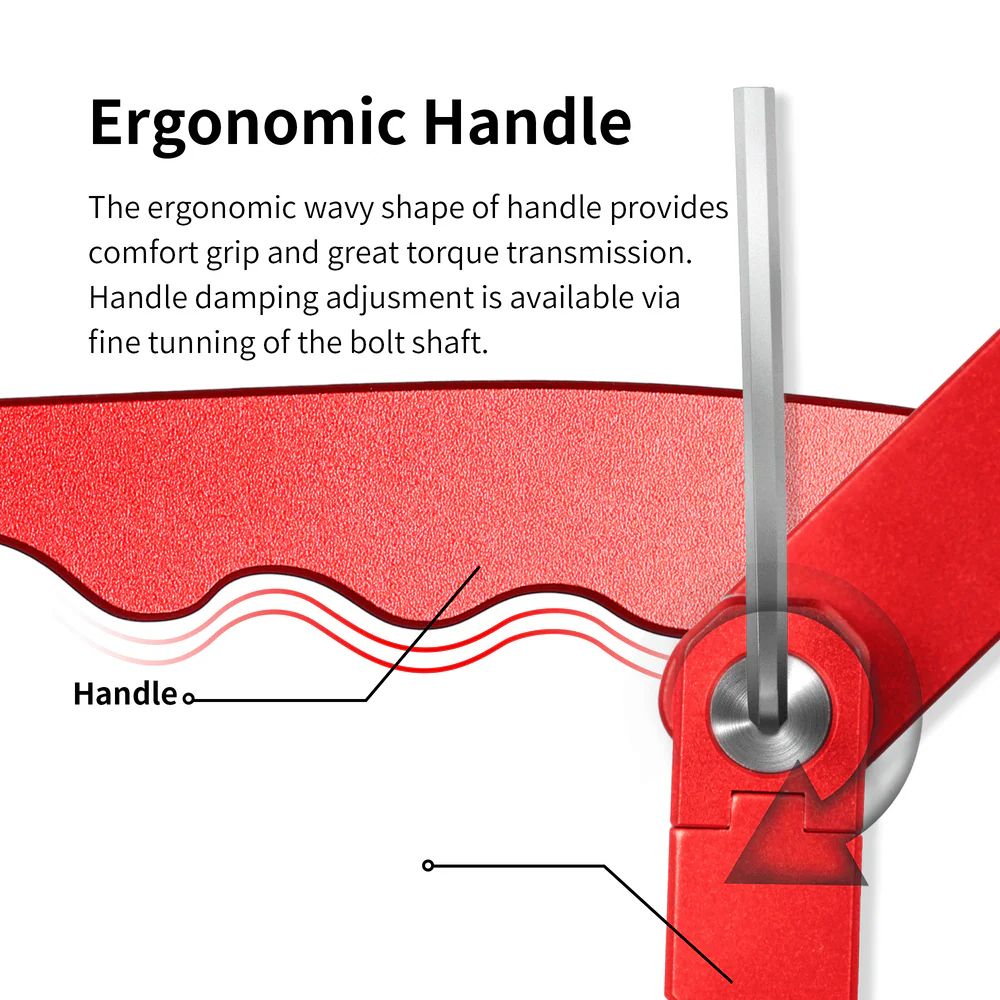 DSPIAE Ergonomic Handle panel: wavy handle, damping set at the pivot bolt with a hex key