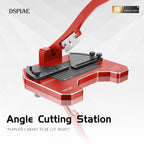 DSPIAE Master Series AT-CJ angle cutting station with the blade arm raised over the gridded mat