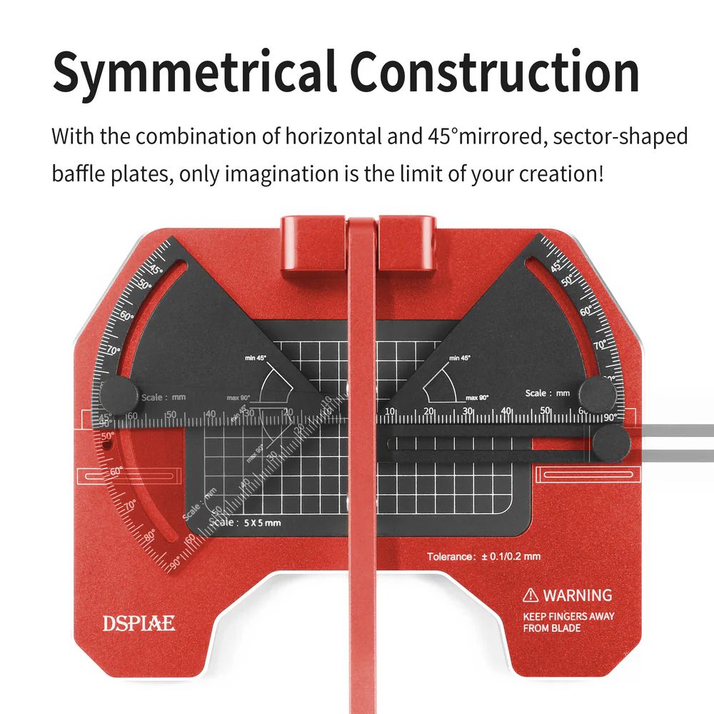 DSPIAE Symmetrical Construction panel: top view, mirrored 45° sector plates either side of the blade