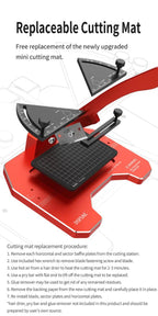 DSPIAE Replaceable Cutting Mat panel, with the seven-step mat replacement procedure