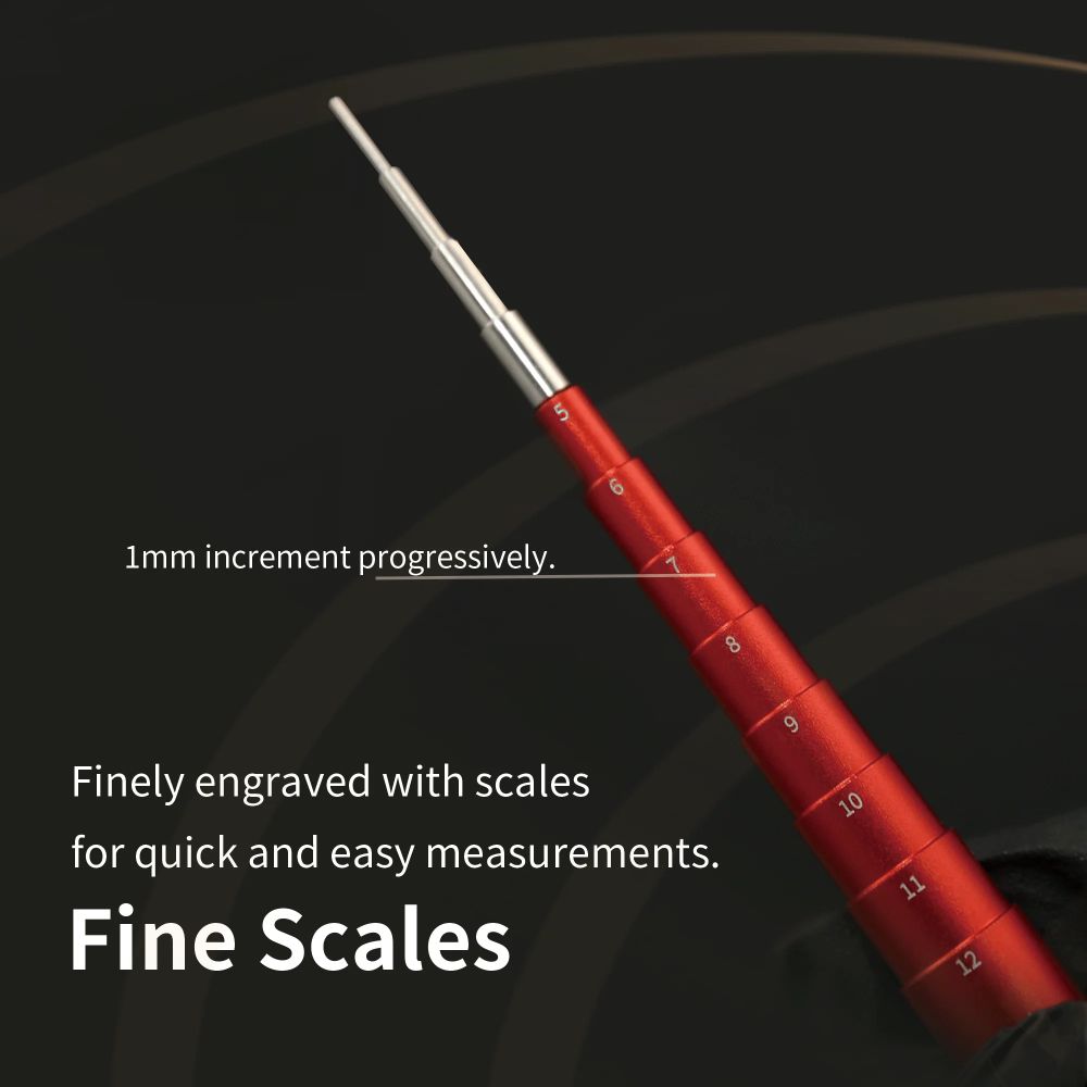 DSPIAE Fine Scales panel: each step engraved with its size, 1 mm larger than the last