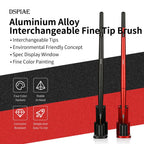 DSPIAE panel: black and red AT-FB interchangeable fine tip brushes standing in their brush stands