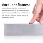 DSPIAE Excellent Flatness panel: a file laid flat on a steel block with no gap