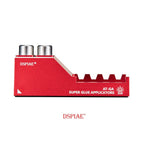 Front of the DSPIAE AT-GA red stand: two steel glue columns and four applicator slots