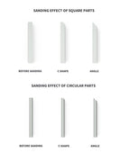 DSPIAE panel: square and round parts before sanding, with a C-shape end and an angled end