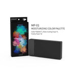DSPIAE MP-01 Moisturizing Color Palette box beside the closed tray: palette, 3 water guiding papers, 10 palette papers