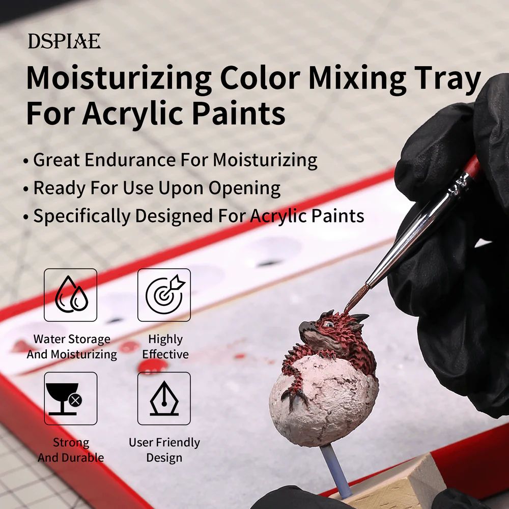 DSPIAE Moisturizing Color Mixing Tray panel: a painter working from the open palette
