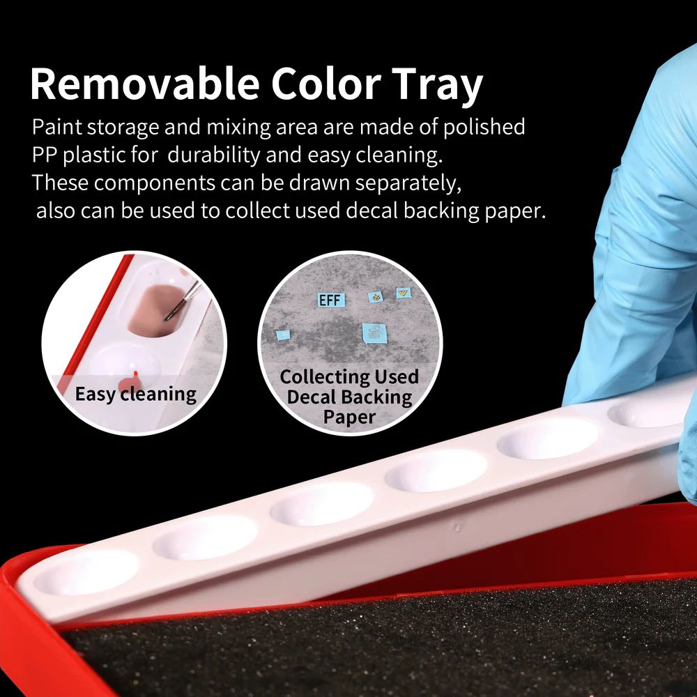 DSPIAE Removable Color Tray panel: the white PP paint well lifted out for cleaning