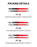 DSPIAE packing details for PT-PL, PT-FB and PT-TB, with the contents of each box