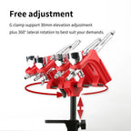 DSPIAE Free adjustment panel: 30 mm height adjustment and a full 360° turn on the G clamp