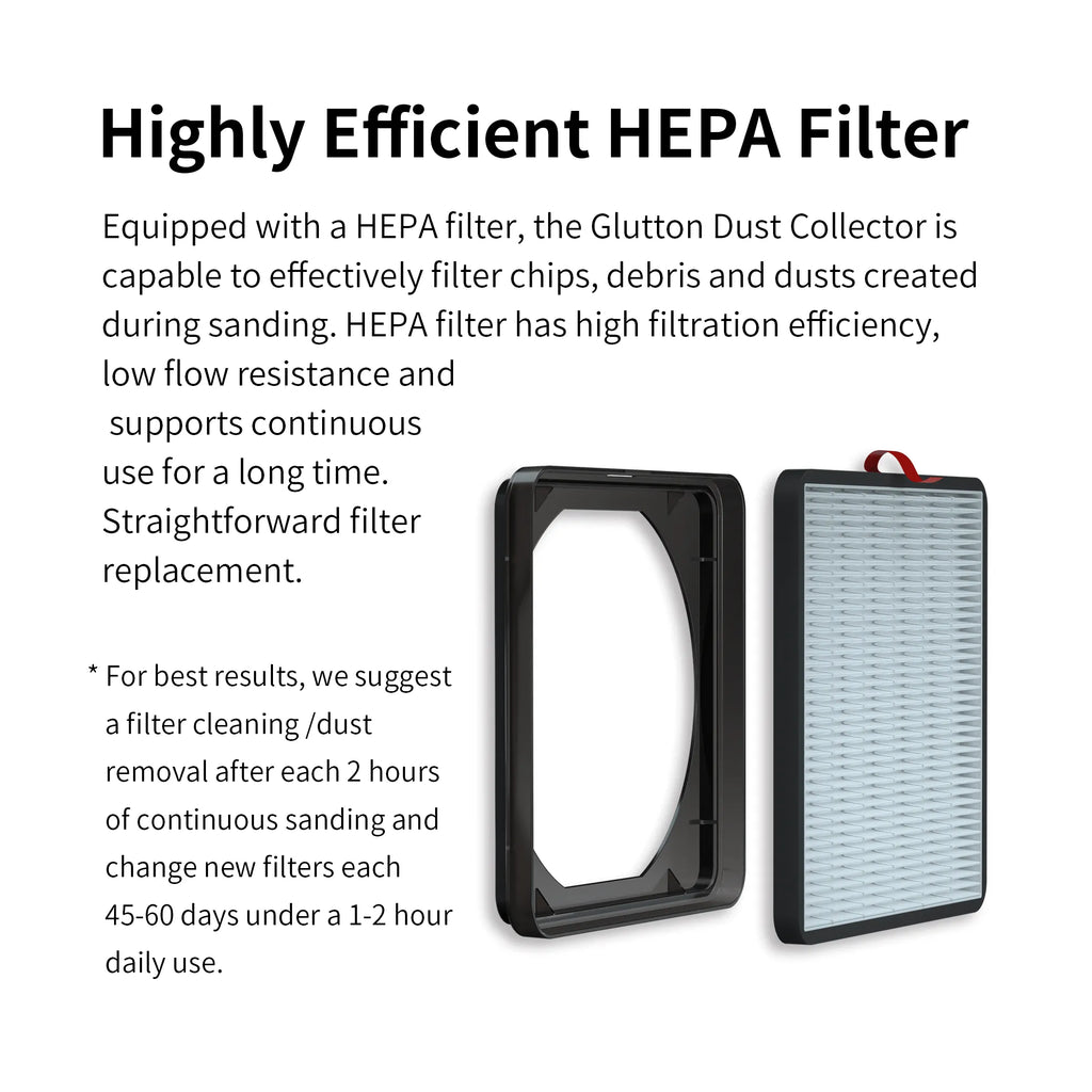 DSPIAE HEPA filter panel for the earlier T1: filter frame and pleated filter; T1 PRO care advice is in the text