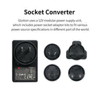 DSPIAE Socket Converter panel: 12 V power supply unit with plug adapters for different countries