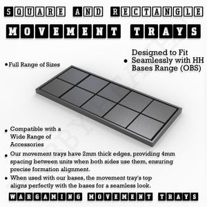 Square and Rectangle Movement Trays for Tabletop Games | Warhammer Compatible | Full Range