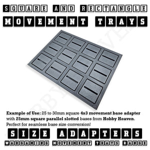 Square and Rectangle Movement Trays Adapters for Tabletop Games