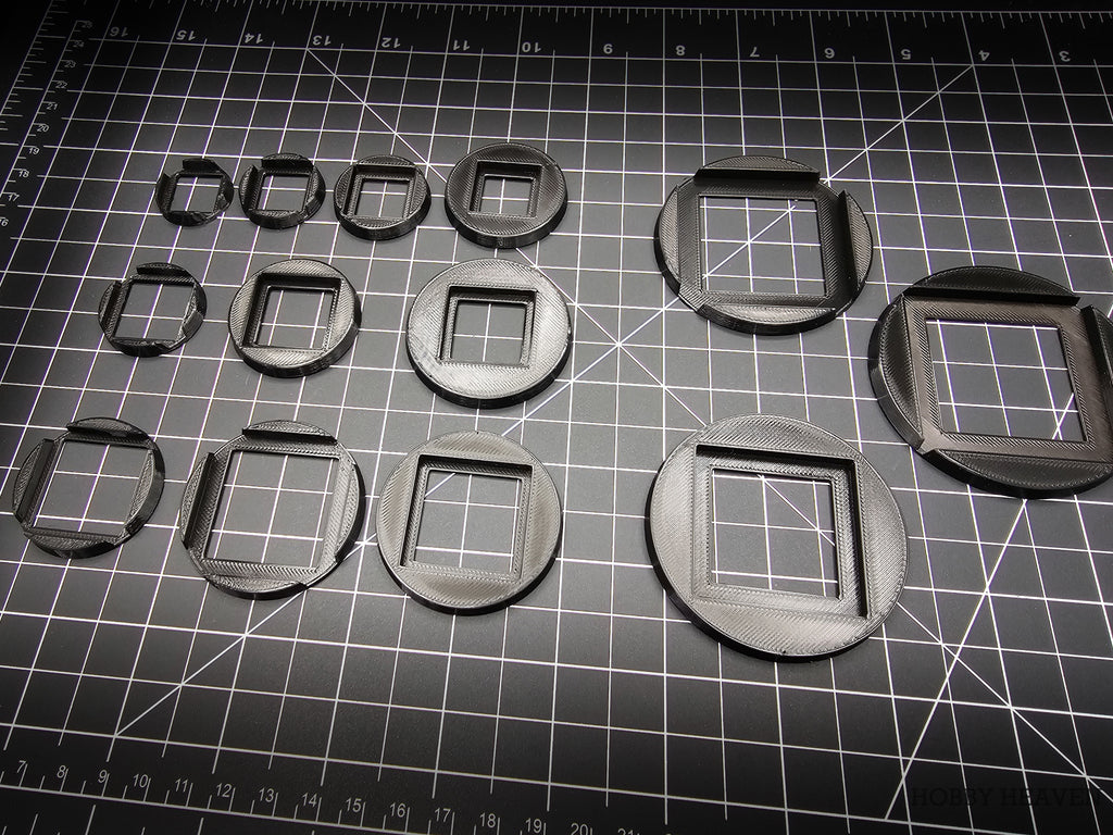 Square to Round Base Converters 3D Print Full Range