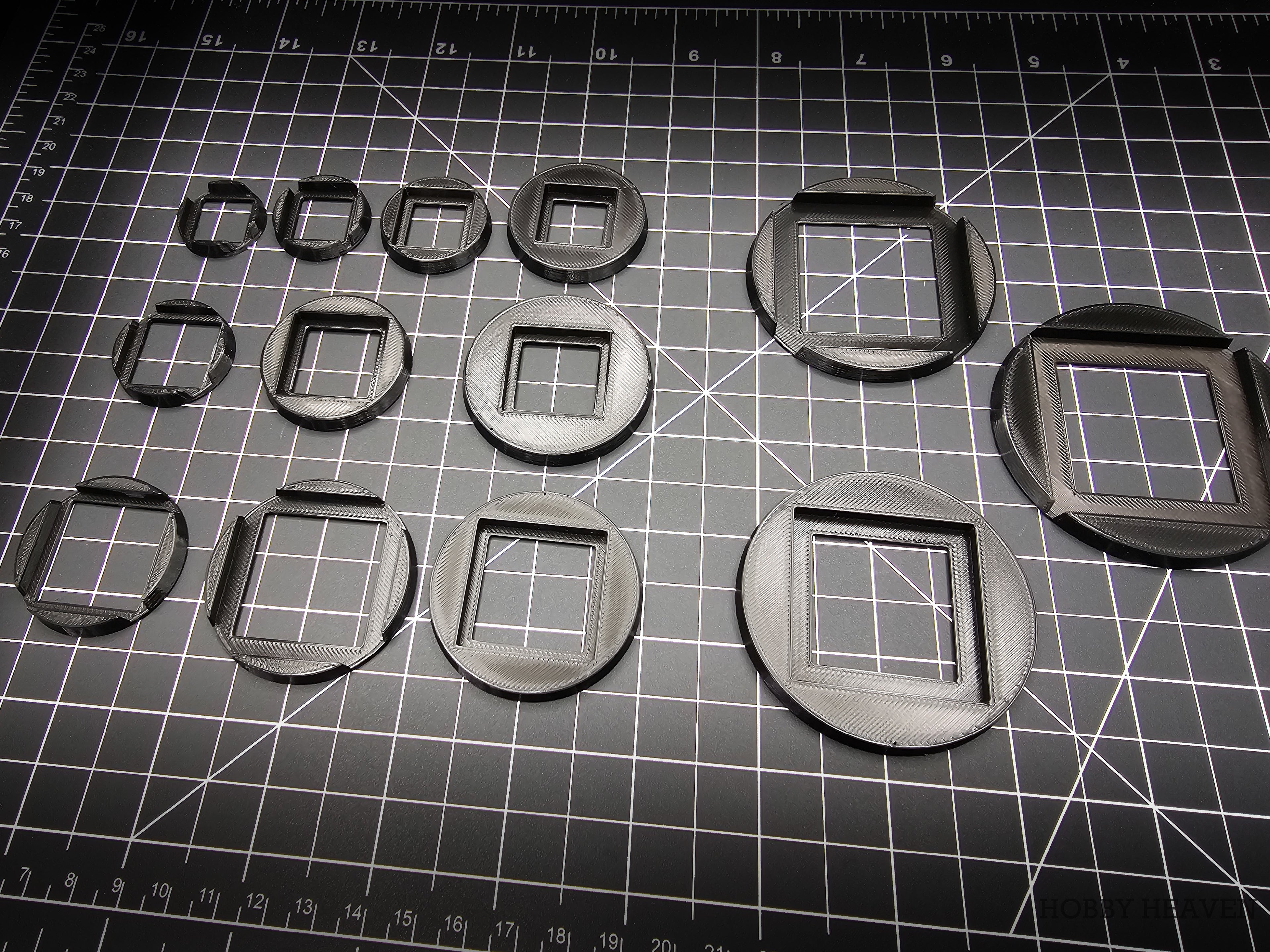 Square to Round Base Converters 3D Print Full Range