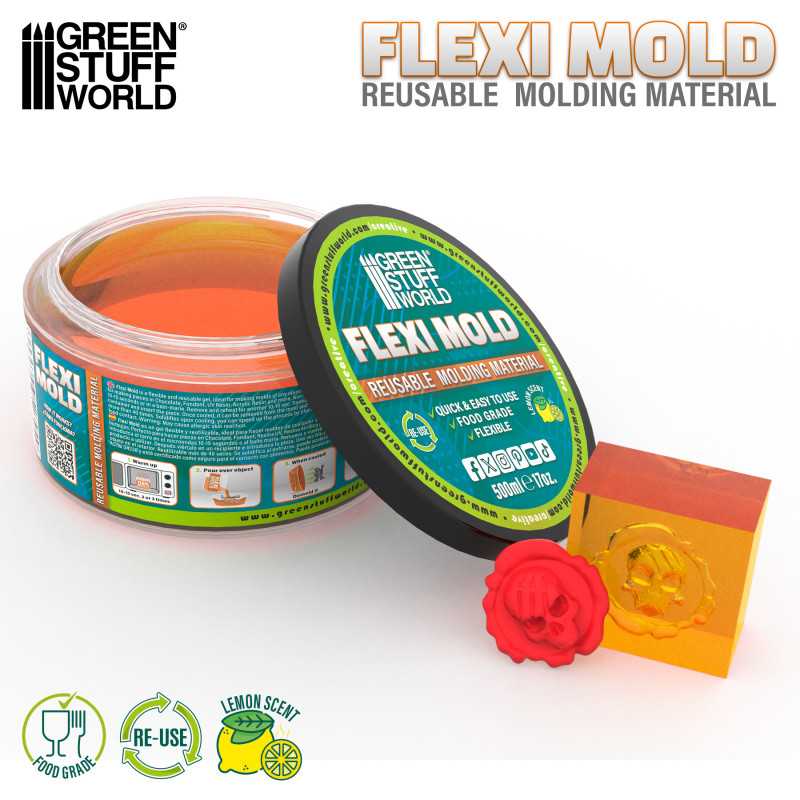 Step-by-step instructions for using Green Stuff World Flexi Mold reusable molding material