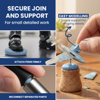Flexi Putty blue adhesive securing miniature parts for detailed modeling work