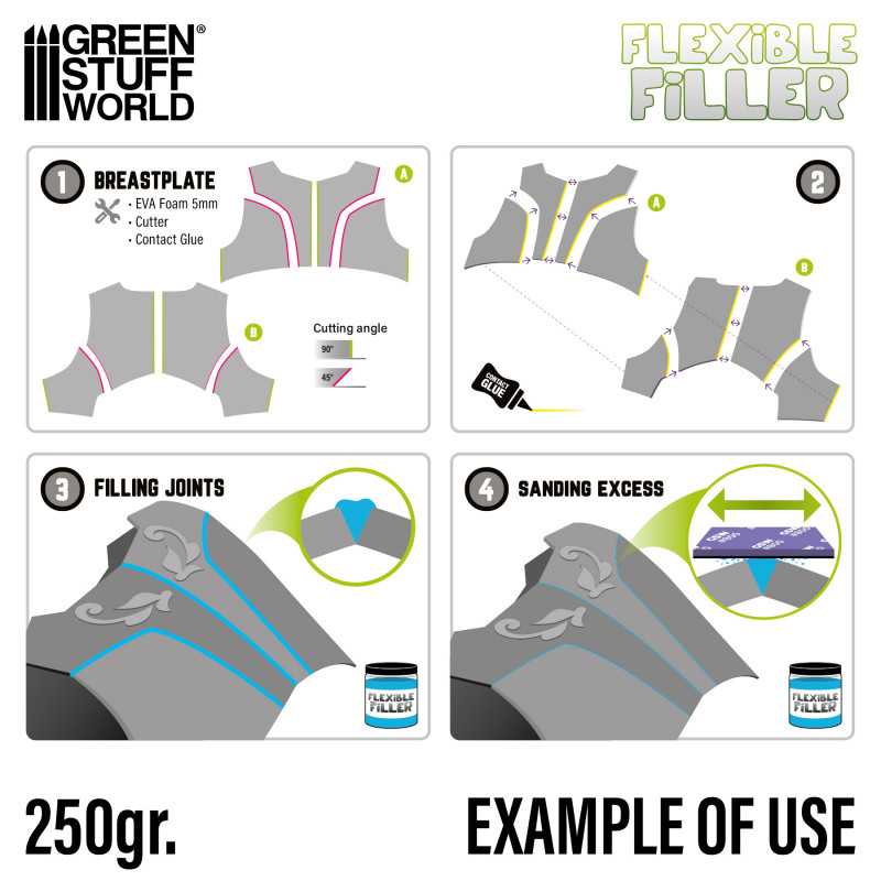 Example of use for Green Stuff World Flexible Filler on EVA foam breastplate