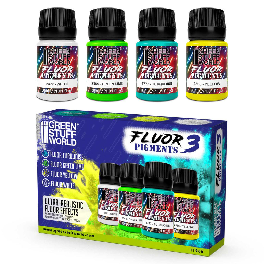 Green Stuff World Fluor Pigment Set No. 3 – 4×30ml