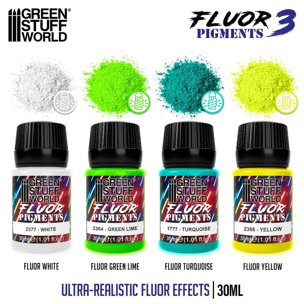 Green Stuff World Fluor Pigment Set No. 3 – 4×30ml