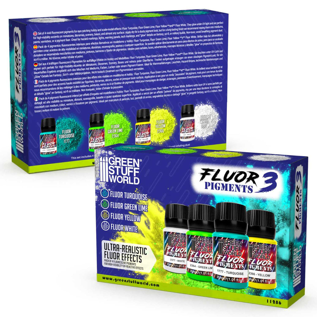 Green Stuff World Fluor Pigment Set No. 3 – 4×30ml