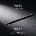 Gaahleri 0.2mm polished stainless steel needle for Premium Mobius on dark background showing taper detail - Hobby Heaven