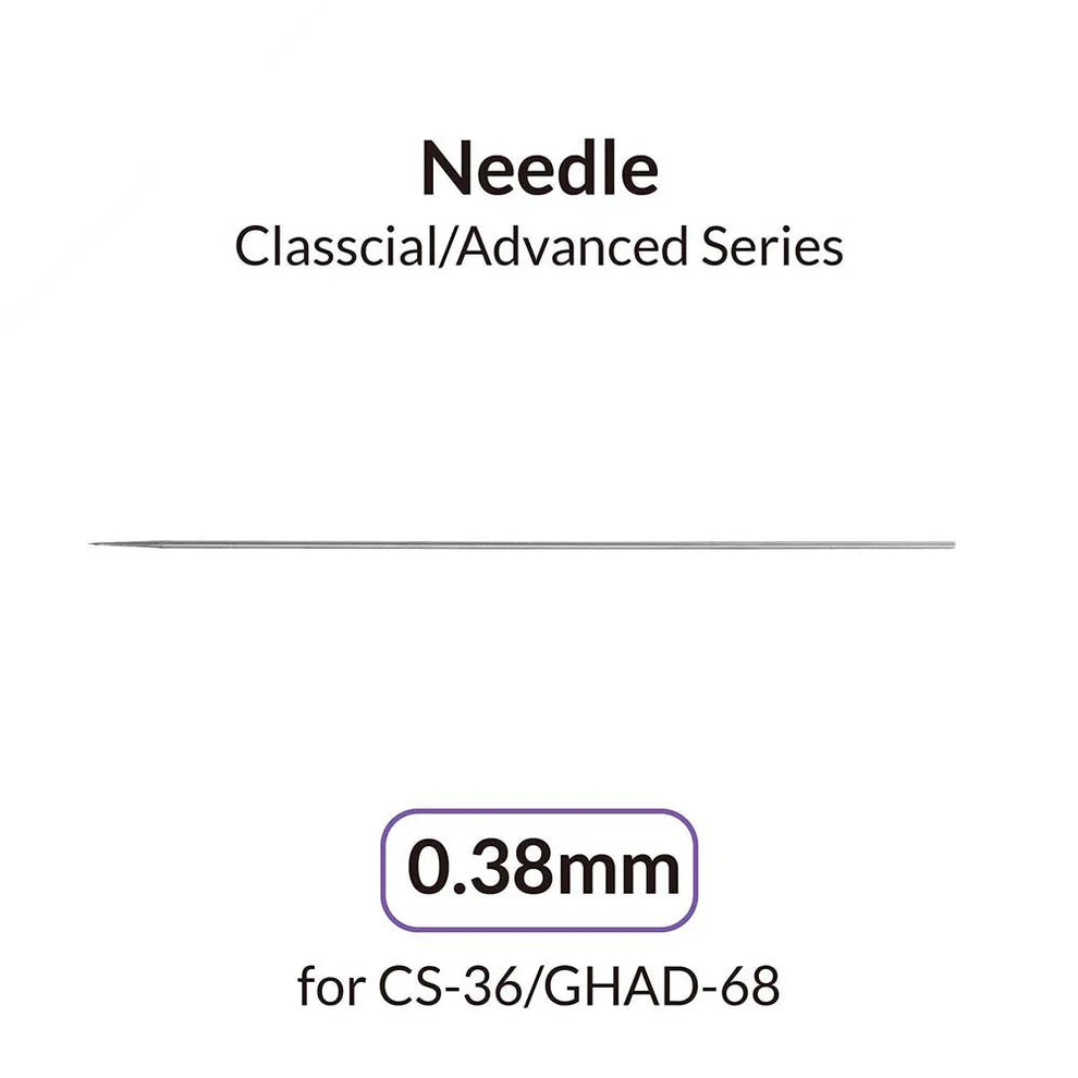 Gaahleri 0.38mm Advanced Series airbrush needle for CS-36 and GHAD-68 full length on white background