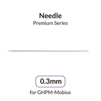 Gaahleri 0.3mm replacement needle for GHPM-Mobius Airbrush full length side view on white background
