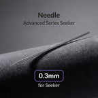 Gaahleri 0.3mm airbrush needle for Premium Series Mobius full length on dark textured surface with studio lighting
