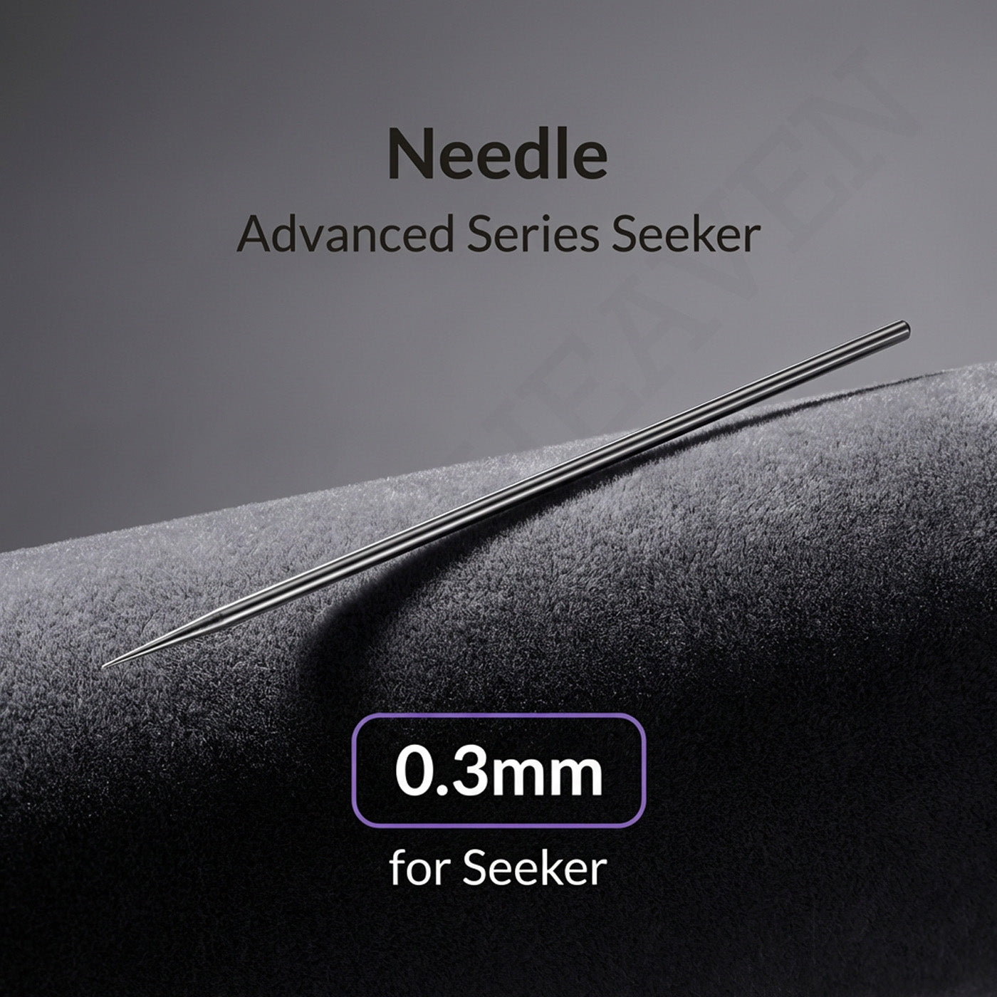 Gaahleri 0.3mm airbrush needle for Premium Series Mobius full length on dark textured surface with studio lighting