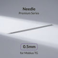 Gaahleri 0.5mm polished stainless steel airbrush needle for Mobius TG showing taper detail