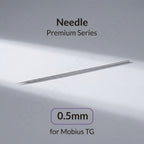 Gaahleri 0.5mm polished stainless steel airbrush needle for Mobius TG showing taper detail