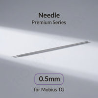Gaahleri 0.5mm polished stainless steel airbrush needle for Mobius TG showing taper detail
