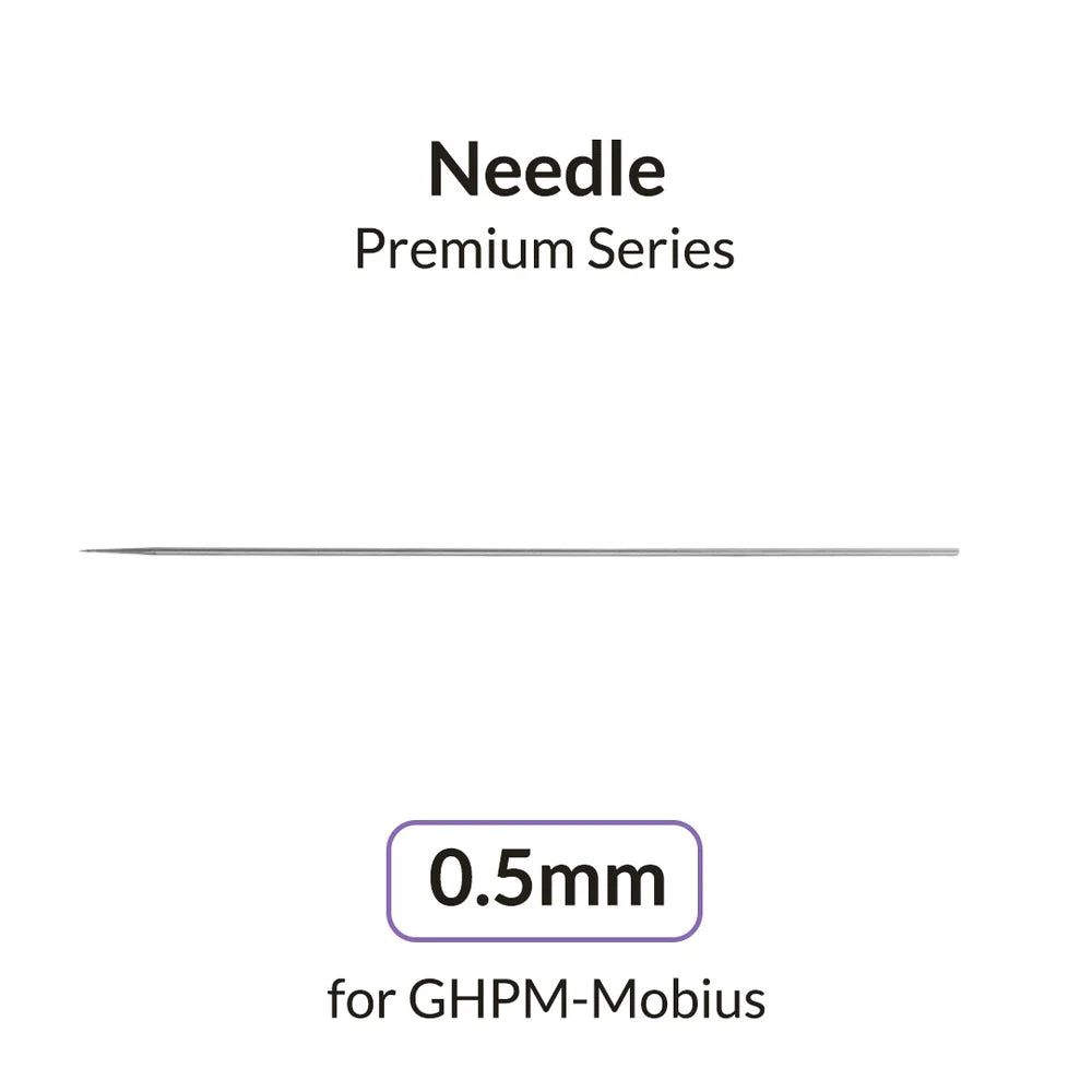 Gaahleri 0.5mm replacement needle for GHPM-Mobius Airbrush full length side view on white background
