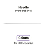 Gaahleri 0.5mm replacement needle for GHPM-Mobius Airbrush full length side view on white background
