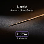 Gaahleri 0.5mm airbrush needle for Advanced Series Seeker close-up of polished stainless steel tip on dark background