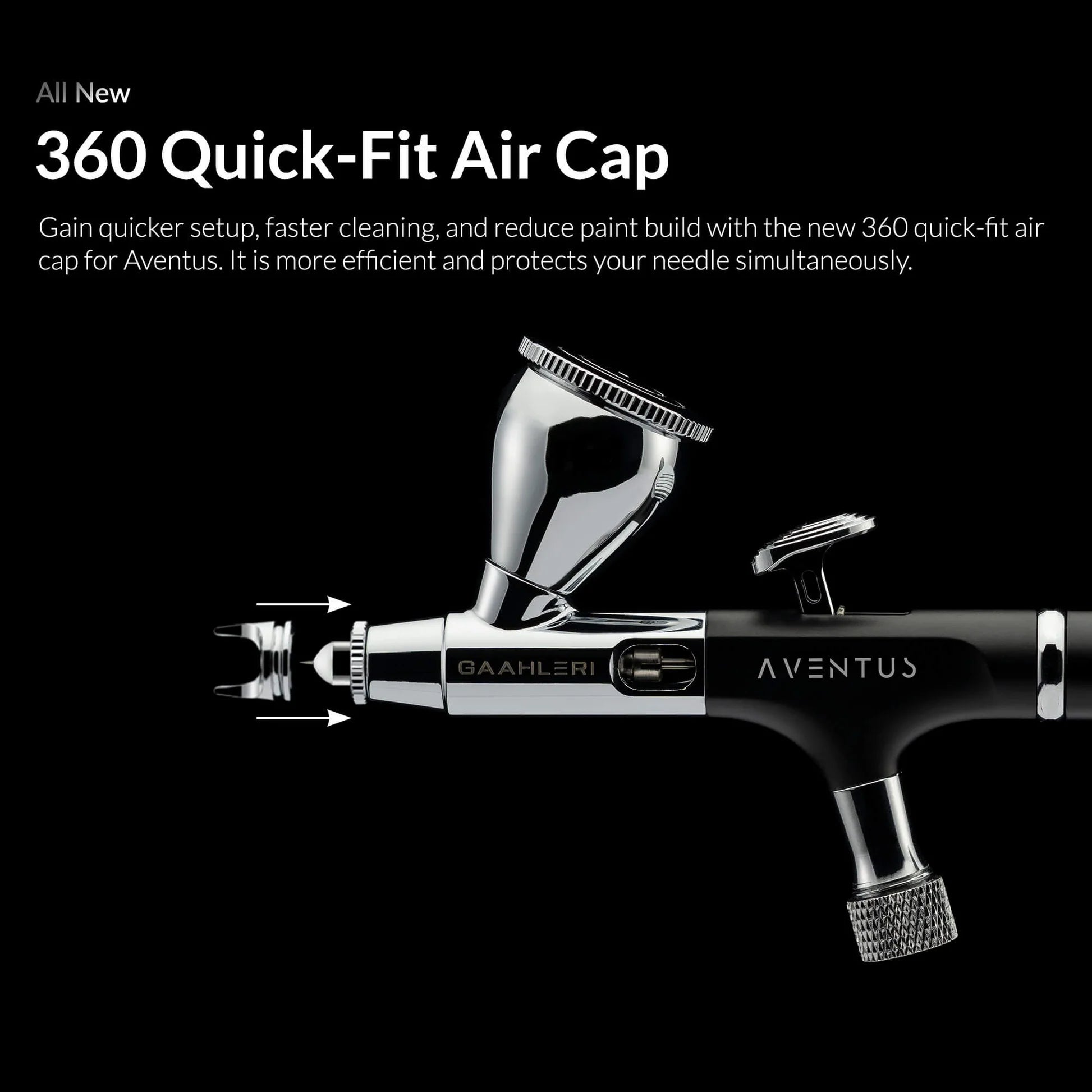 Gaahleri Aventus Black Aurora 360 quick-fit air cap system for faster setup and cleaning
