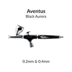 Gaahleri Aventus Black Aurora dual calibre airbrush with 0.2mm and 0.4mm nozzle setup