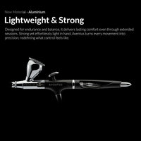 Full side view of the lightweight Gaahleri Aventus Black Aurora aluminium airbrush
