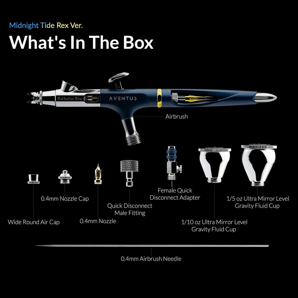 Gaahleri Aventus Midnight Tide Rex boxed airbrush set with accessories, cards and presentation case