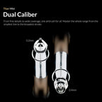 Gaahleri Aventus Titan Mist dual calibre airbrush showing 0.2mm and 0.4mm nozzle options