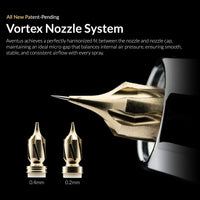Gaahleri Aventus Titan Mist Vortex nozzle system with 0.2mm and 0.4mm nozzle components
